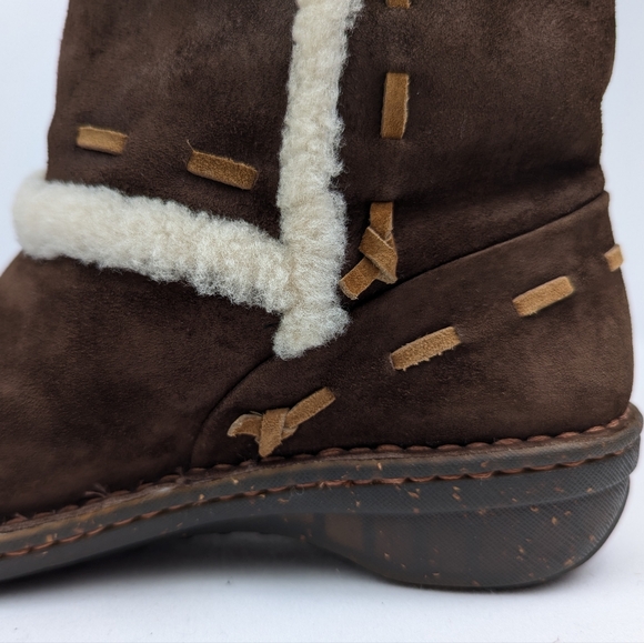 UGG Australia Elijo Cuff Boots Suede and Shearling Pull On Espresso Brown size 9 - Picture 4 of 15